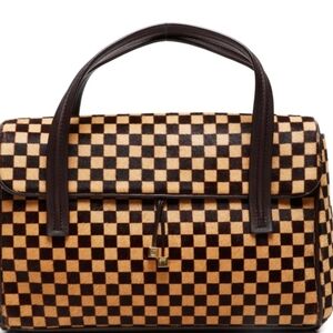 Checkered Brown and Black Women's Handbag